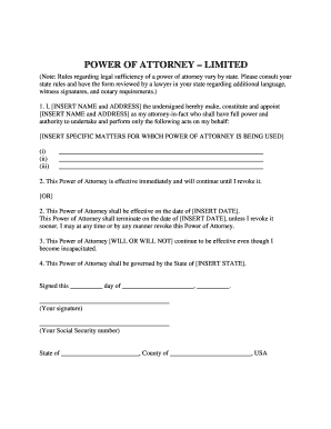 Limited Power of Attorney