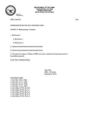 US Army Memorandum Template