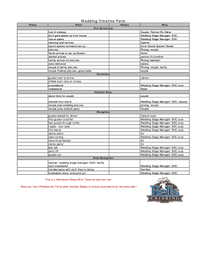 Wedding Timeline Form