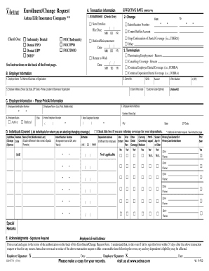 Aetna Dental Enrollment/Change Request Form