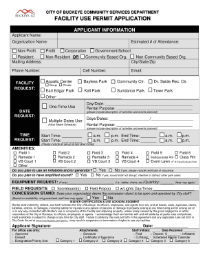 City of Buckeye Facility Use Permit Application