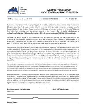 Formulario de Registro de Residencia de East Hartford