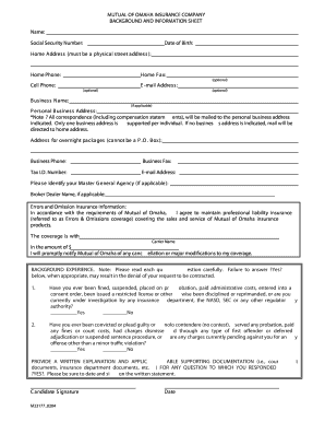 Mutual of Omaha Background and Information Sheet