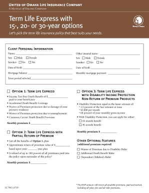 Term Life Express Insurance Application