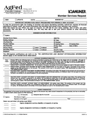 Member Services Request Form