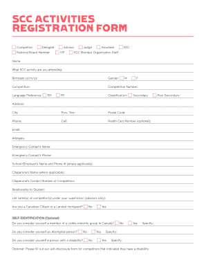Skills Canada Activities Registration Form