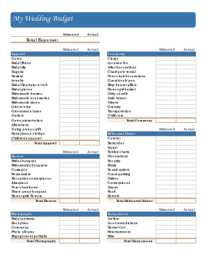 Wedding Budget Template