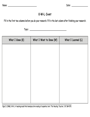 KWL Chart Template