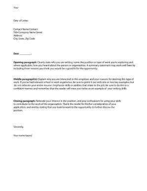 Job Inquiry Letter Template