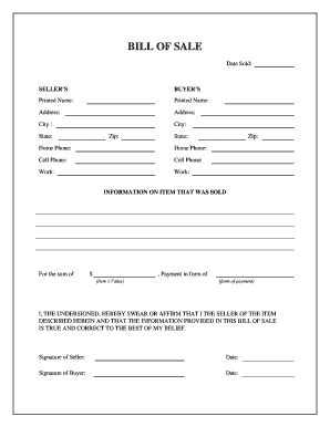 Bill of Sale