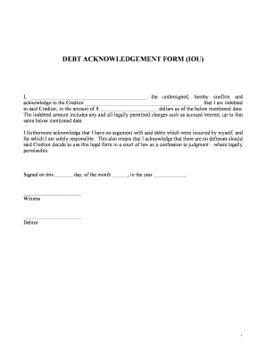 Debt Acknowledgement Form (IOU)