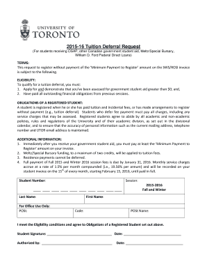 Tuition Deferral Request Form