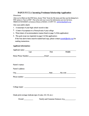 Application for university - BPAFCSb FCCLA Incoming Freshman Scholarship Application - pafcs