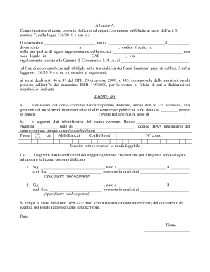 Comunicazione di conto corrente dedicato ad appalti/commesse pubbliche