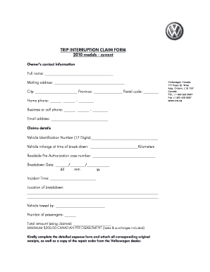 Trip Interruption Claim Form