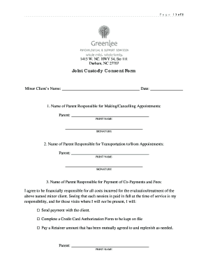 Joint Custody Consent Form