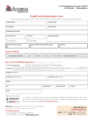 Credit Card Authorization Form