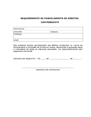 Requerimento de Parcelamento de Dívidas