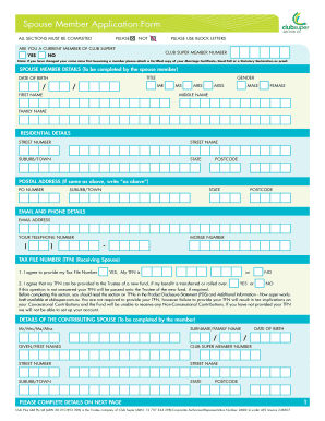 Spouse Member Application Form