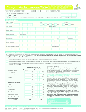 Change to Member Investment Choice Form