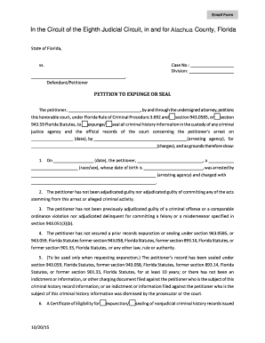 Florida Petition to Expunge or Seal Criminal Records