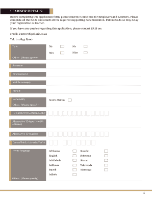 Financial Markets Practitioner Learner Application Form