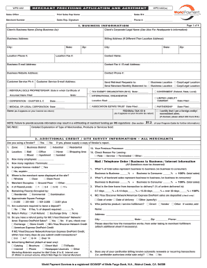 Merchant Processing Application and Agreement