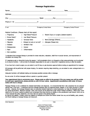 Massage Therapy Client Waiver Form