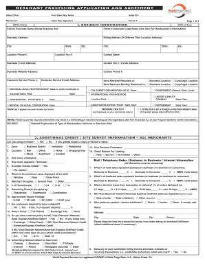 Merchant Processing Application and Agreement