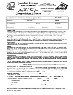 Australian Auto-Sport Alliance Licence Application