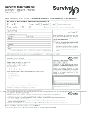 Survival International Direct Debit Form