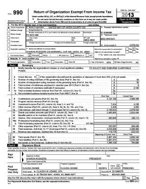 Form 990 Tax Exempt Organization Return