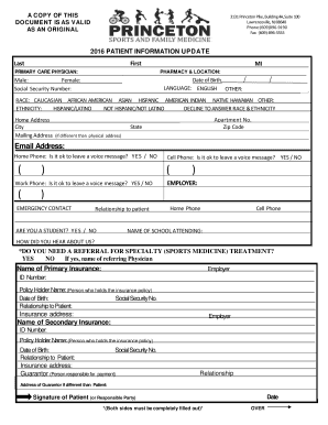Patient Information Update Form