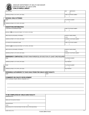 Missouri Child Enrollment Form