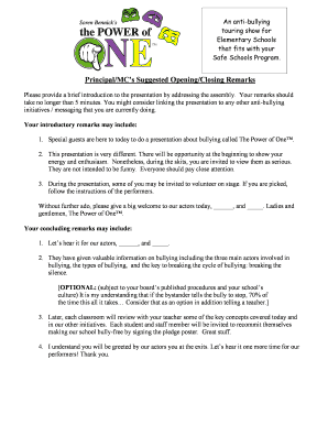 The Power of One Anti-Bullying Program Guide