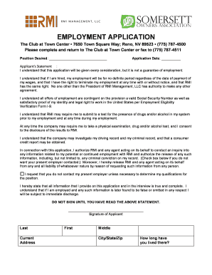 Employment Application Form
