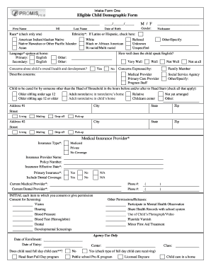 Eligible Child Demographic Intake Form