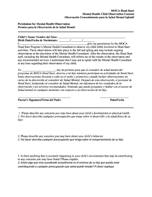 MOCA Head Start Mental Health Child Observation Consent