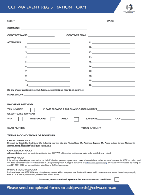 CCF WA Event Registration Form