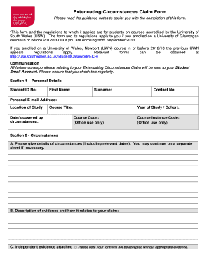 Extenuating Circumstances Claim Form