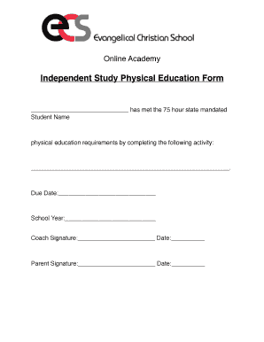Independent Study Physical Education Form