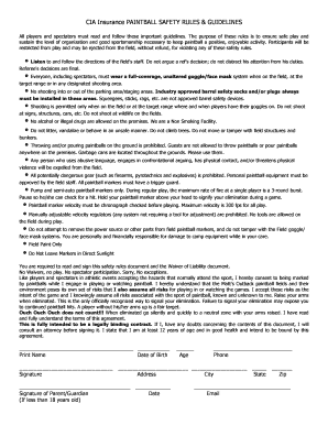 Paintball Waiver and Release of Liability
