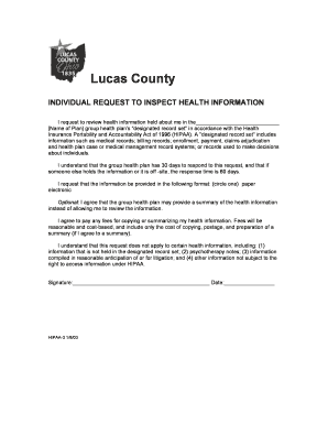HIPAA Health Information Inspection Request