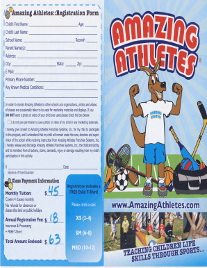 Amazing Athletes Enrollment Form - Turtle Rock Preschool