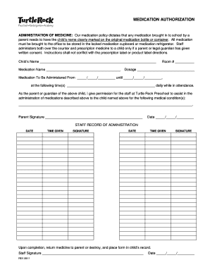 Medication Authorization Form