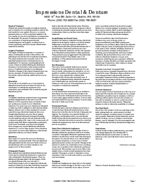 Orthodontic Treatment Consent Form
