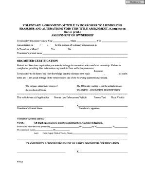 Voluntary Assignment of Title by Borrower to Lienholder