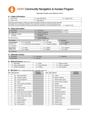 CNAP Standard Intake and Referral Form