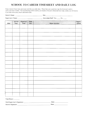 31 printable daily timesheet