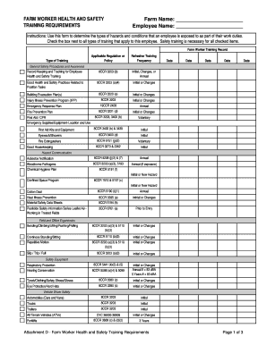 Farm Worker Health and Safety Training Form